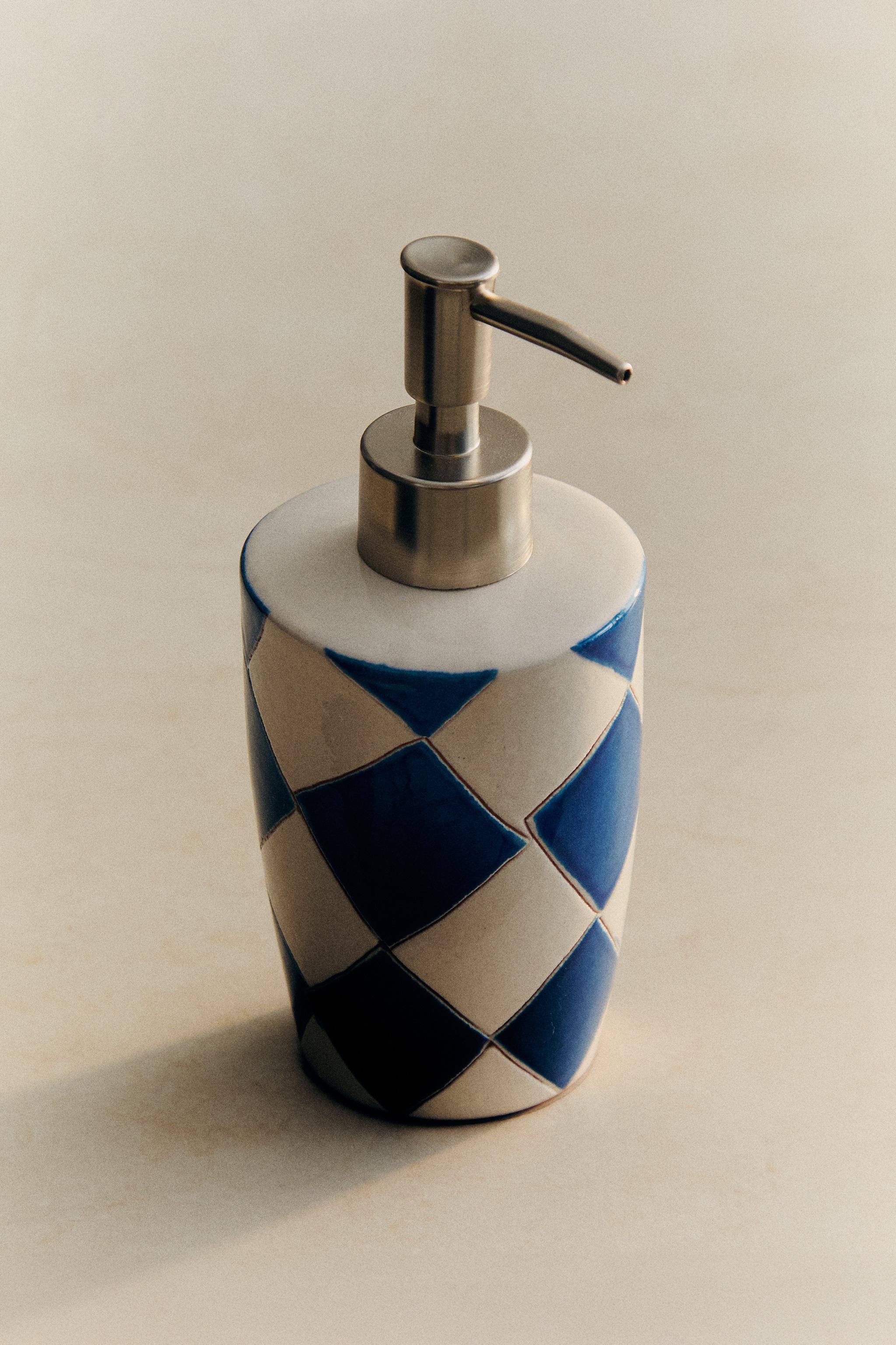 BLUE DIAMOND CERAMIC SOAP DISPENSER